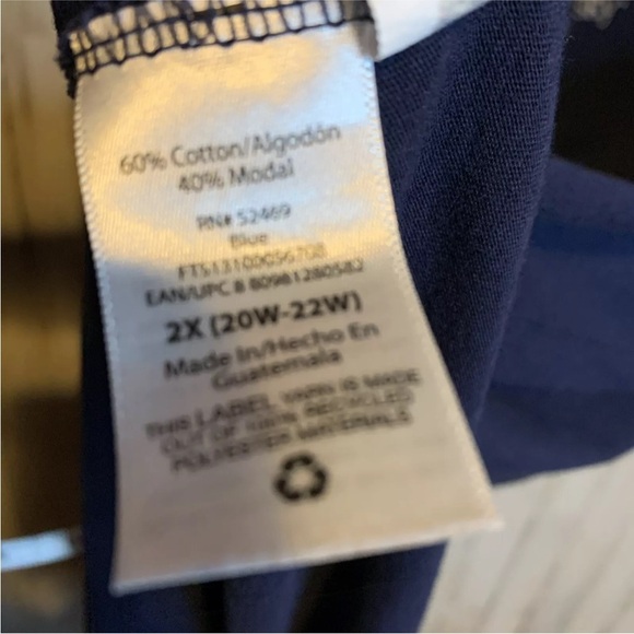 Terra & Sky Woman's Blouse T-shirt Blue Short Sleeves Top Size 2X (20W-22W) - Picture 15 of 16